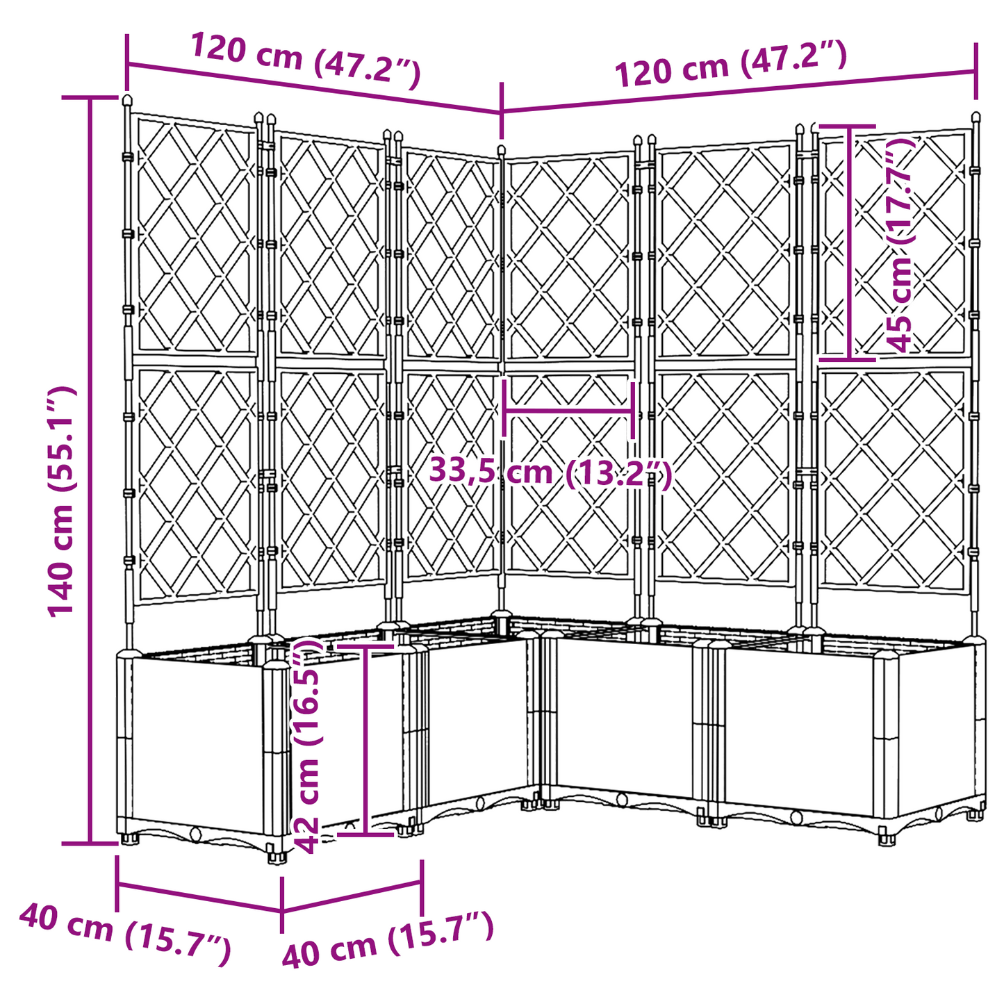 vidaXL Κηποτινάκι με Τρέλα 5 pcs Γκρι 120 x 120 x 143 εκ. PP