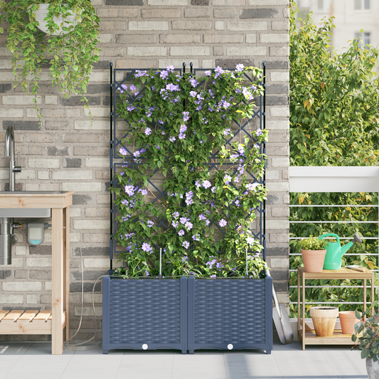 vidaXL Ζαρντινιέρες κήπου Γκρι 80 x 40 x 142 cm Ατσάλι