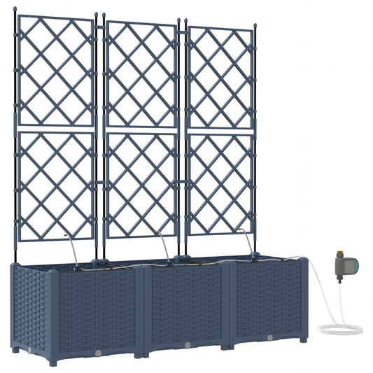 vidaXL Ζαρντινιέρες κήπου Γκρι 120 x 40 x 142 cm Ατσάλι