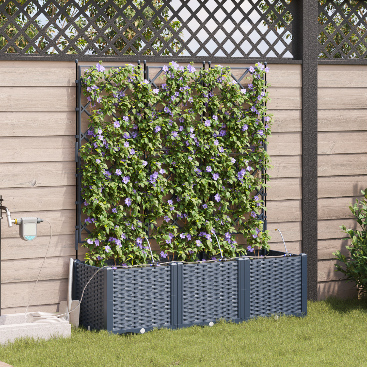 vidaXL Ζαρντινιέρες κήπου Γκρι 120 x 40 x 142 cm Ατσάλι