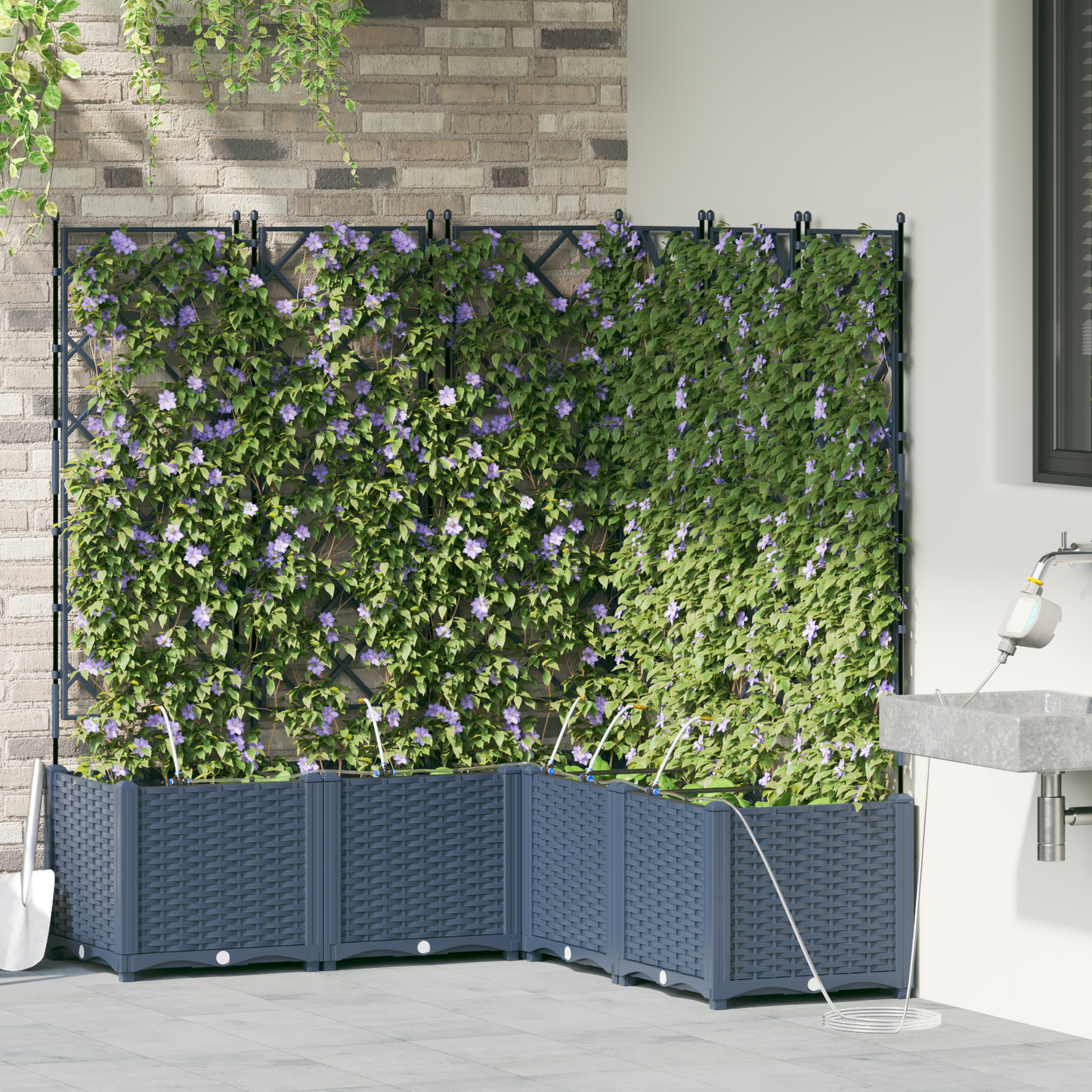 vidaXL Ζαρντινιέρες κήπου Γκρι 120 x 120 x 142 cm Ατσάλι