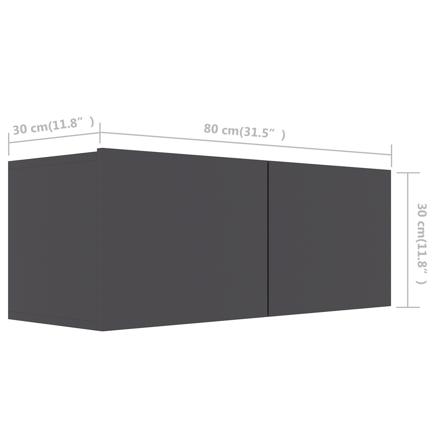 vidaXL | Ντουλάπι TV | Γκρι 80 x 30 x 30 εκ Επεξεργασμένο ξύλο