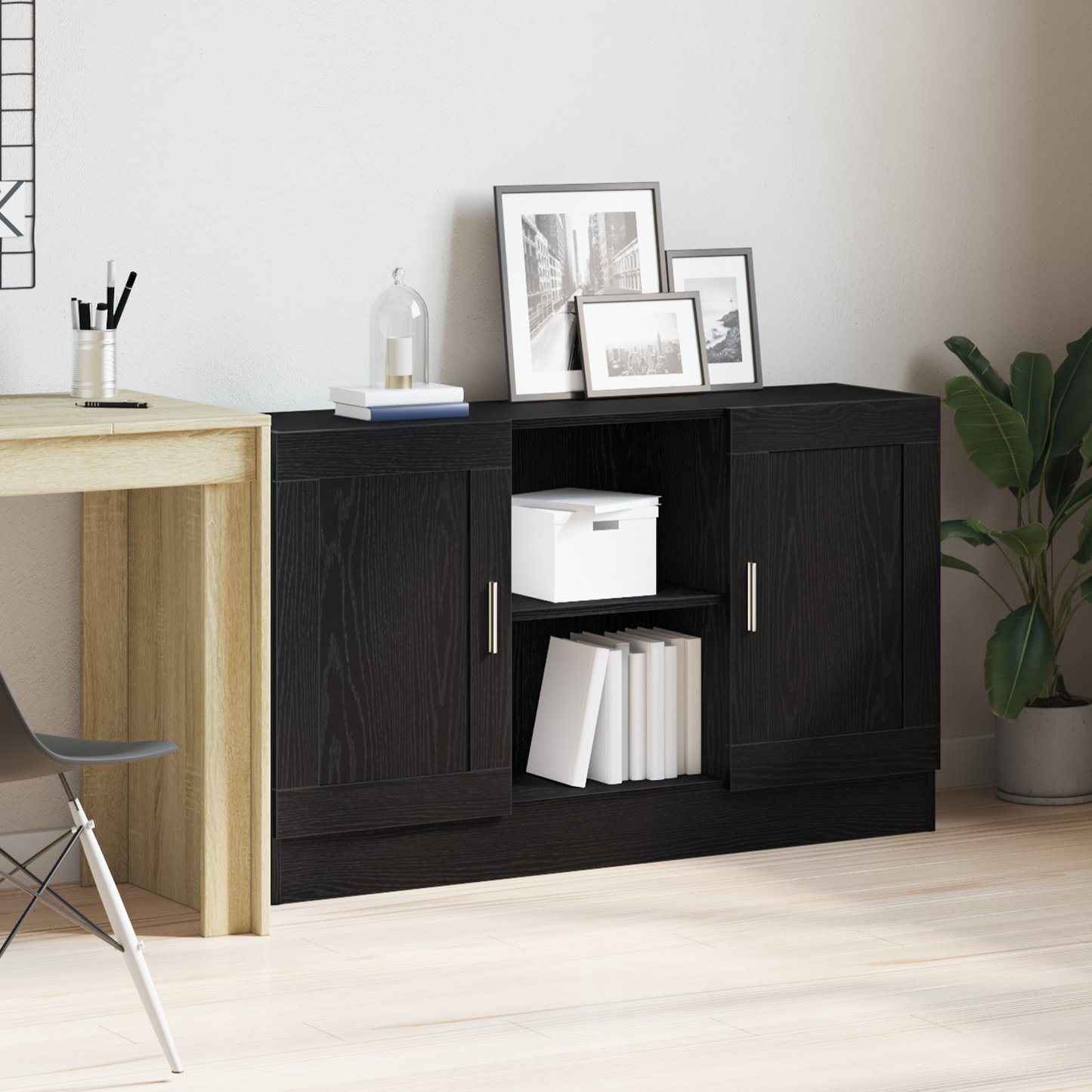 vidaXL Πλαϊνό γραφείο Μαύρη Οξυά 120 x 30,5 x 70 εκ Επεξεργασμένο Ξύλο