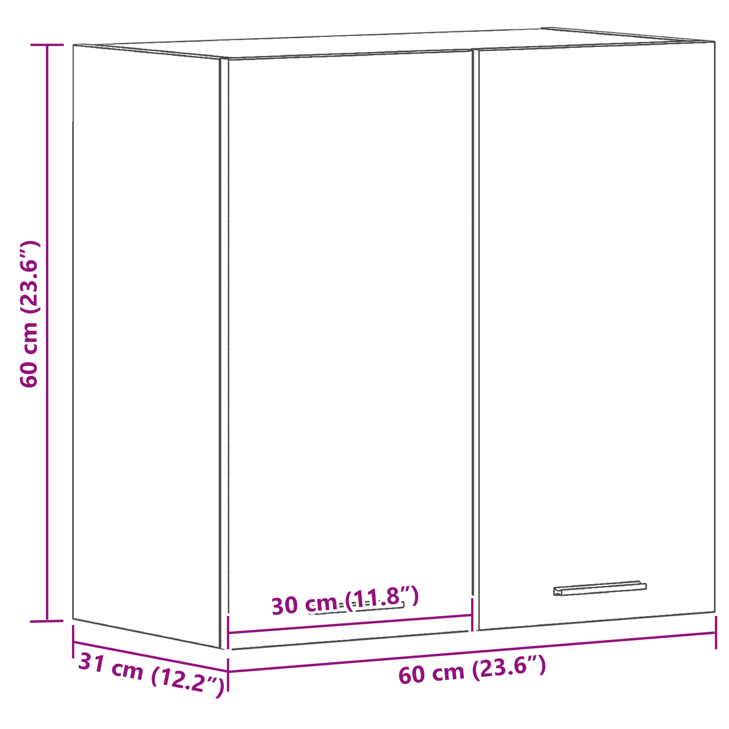 vidaXL Κρεμαστό ντουλάπι με ράφι Επιτοίχιο Μαύρη δρυς 60 x 31 x 60 εκ.