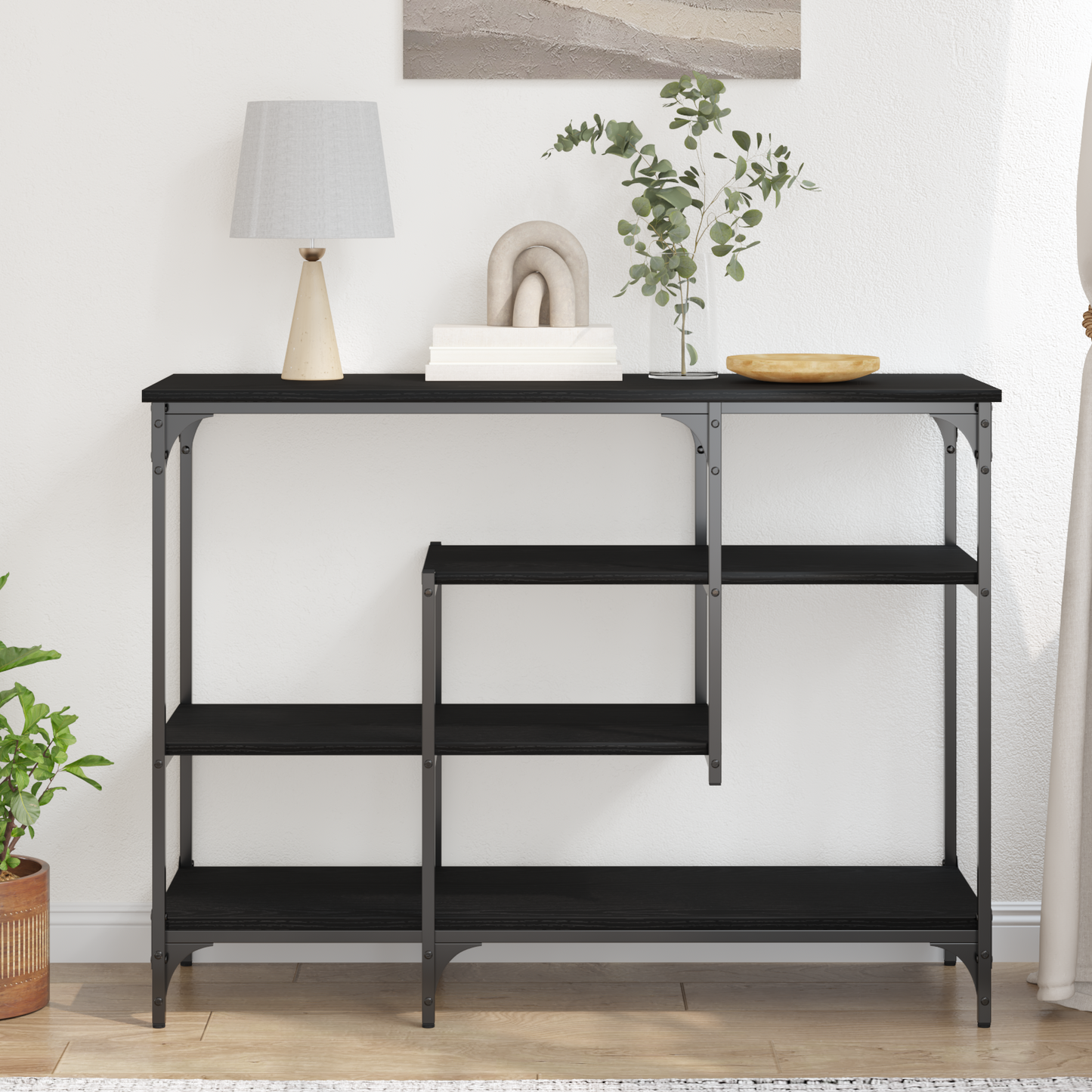 vidaXL Τραπέζι Κονσόλας Μαύρη δρυς 100 x 35 x 75 εκ.