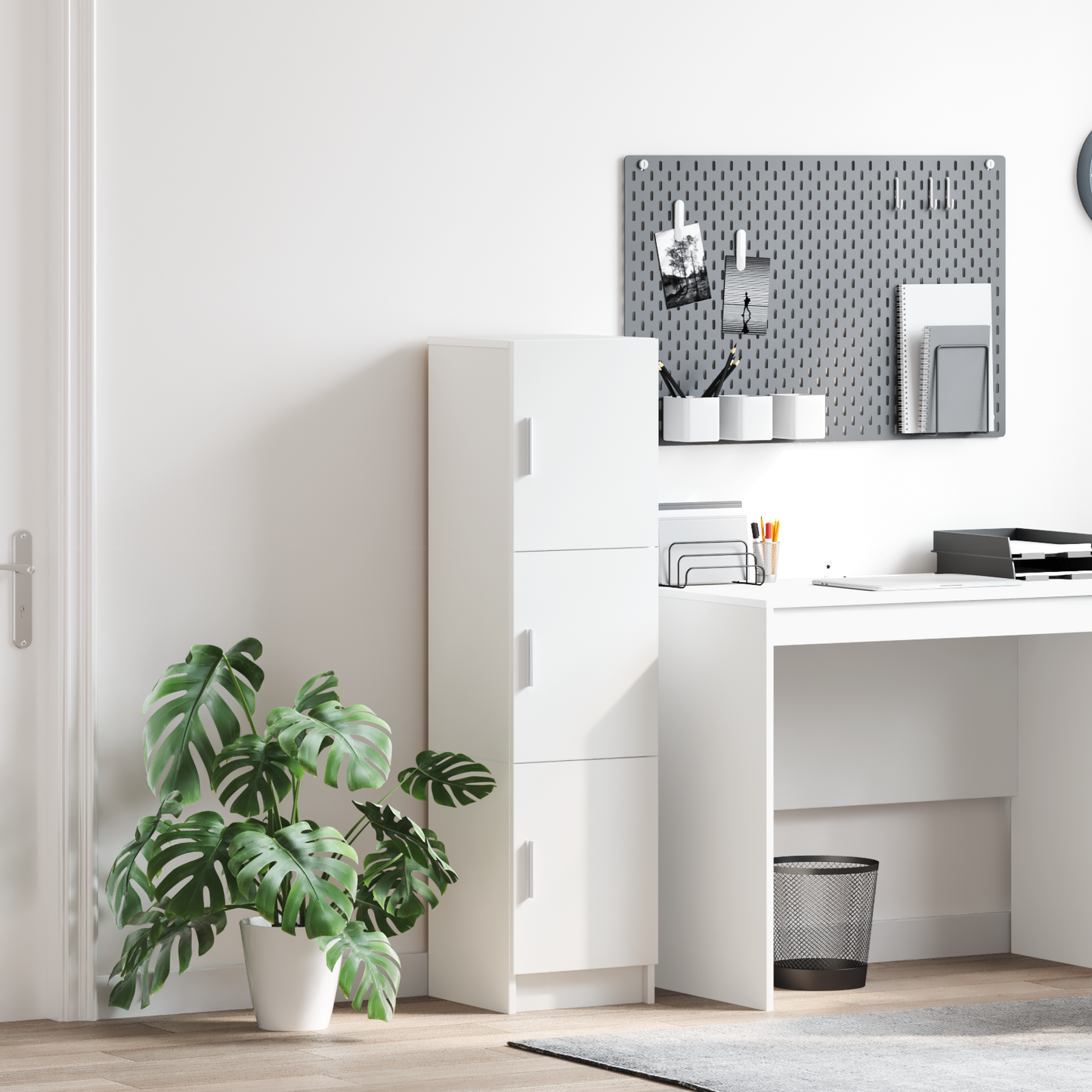 vidaXL Ψηλή Ντουλάπα Λευκό 31,5 x 32 x 124 εκ Επεξεργασμένο ξύλο